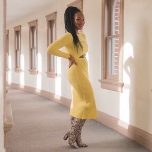 ASOS Design Ribbed Cut Out Midi Dress